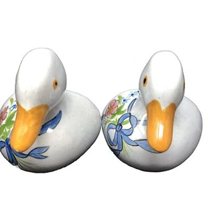 Sujetalibros vintage de pato pesado muy colorido mano cerámica libro de cocina decoración de cocina - Imagen 1 de 10