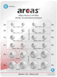 Arcas Coin Cell AG1 AG3 AG4 AG5 AG8 AG10 AG13 CR1620 CR2016 CR2025 CR2032 - Picture 1 of 7