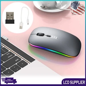 Dual Mode Wireless Bluetooth Mouse Rechargeable Silent Ergonomic For PC Laptop - Picture 1 of 13