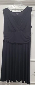 Lane Bryant Dress 18/20 W Silky Pleated Sleeveless V Neck Black - Picture 1 of 6