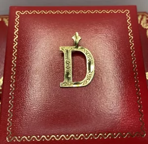 10k Yellow Gold “ D ” Initial Monogram Nameplate Last Name Charm Vintage Pendant - Picture 1 of 9