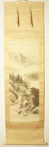 Vintage Japanese Hanging Scroll Mountain & River Landscape circa 1980s - Picture 1 of 13