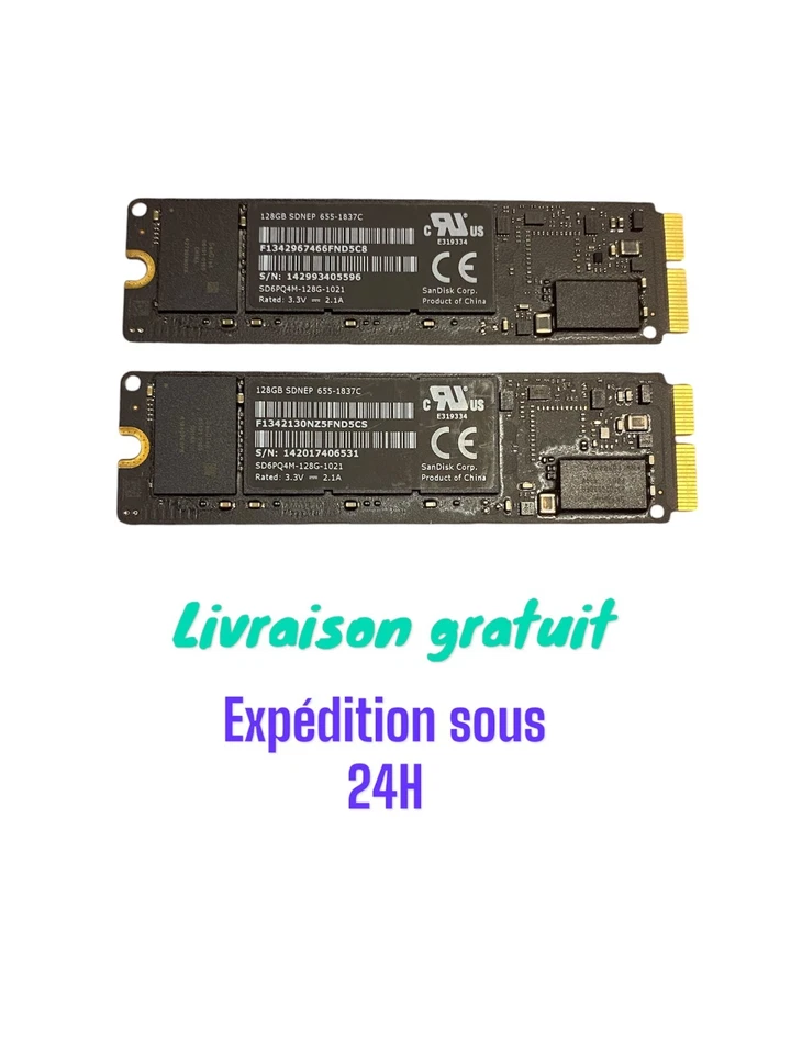 2  DISQUE DUR Macbook Air A1465 A1466 Pro  A1398 A1502 (2013 - 2017) 128GB SSD - Bild 1 von 1