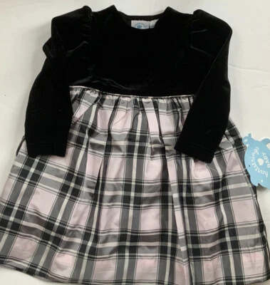 Новый с Ярлыками ребенка ясельного возраста девочек Hartstrings платье розовый черный клетку бархата размер 24 месяцев - Изображение 1 из 3