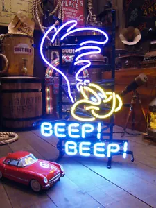 Nuevo Superbird Beep Beep 20"x16" Luz Neón Letrero Lámpara Garaje Distribuidor Hombre Cueva - Imagen 1 de 1