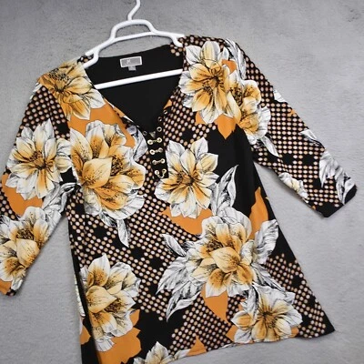 Camiseta túnica geométrica floral negra XL de la colección JM para mujer Foto 1 de 4
