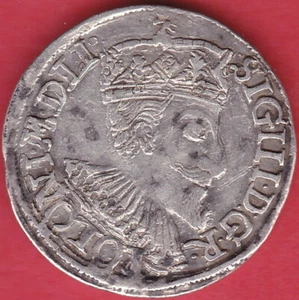 R* POLONIA LITUANIA 3 CENTAVOS 1594 IF OLKUSZ SIG. III XF/XF+ DETALLES #3658 - Imagen 1 de 2