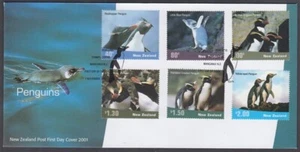 NEW ZEALAND FDC 2001 PENGUINS 6 STAMPS (ID:F1743 (7/11) - Picture 1 of 1