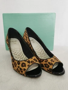 Women's Clarks Cushion Soft Curly Crisp Animal Print Wedge Shoes UK 4.5D (WDR) - Picture 1 of 9
