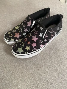 Vans Slip On Shoes, Pink/Green/Black Star Themed Missy Size 6, Women’s 7.5 L👀K - Picture 1 of 9