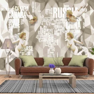 Fotomural no tejido papel pintado murales querubín geometría mapa 3D ángel 1643 - Imagen 1 de 3