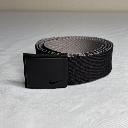 Nike Cintura Uomo Nera Grigia Reversibile a Rete Regolabile 41"