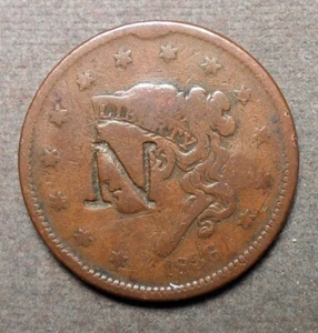 Counterstamp: N WA c/s On An 1836 Large 1c. - Picture 1 of 2