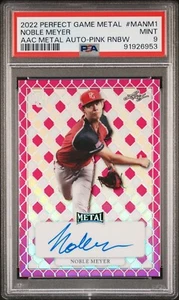 2022 Perfect Game AUTO Pink Rainbow 15/15 NOBLE MEYER West Linn Oregon PSA 9 - Picture 1 of 2