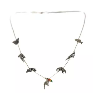 Vintage Species Survival Plan Sterling Silver Tropical Animal Fetish Necklace - Picture 1 of 7