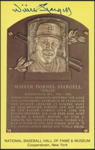 Pirates Willie Stargell Signed Gold Hall of Fame Plaque Postcard (JSA COA) Pops  - Picture 1 of 5
