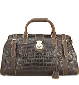 Polare 21" Cowhide Leather Weekender Travel Overnight Luggage Stylish Duffel - Picture 1 of 8