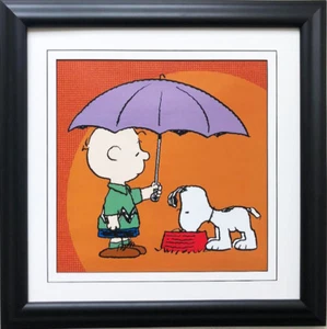 Peanuts "April Showers" NEW CUSTOM FRAMED ART Print Spring Linus Snoopy - Picture 1 of 3