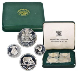 Malawi 1964 4-Coin Proof Set First Coinage Issue - Independence w/Original Case - Picture 1 of 6