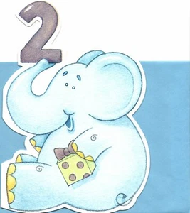 Biglietto Auguri Buon 2° Compleanno Turning 2 Allegro Elefante Blu Hallmark - Foto 1 di 3