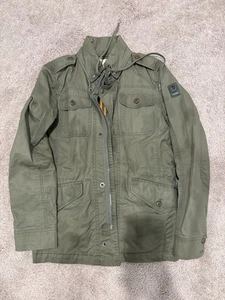 Men's Diesel Military Jacket Black W/Hidden hood Size Small Green Olive - Picture 1 of 9