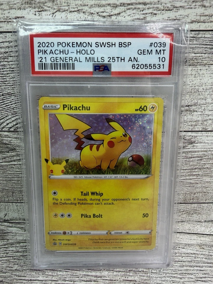 PSA 10 Pokemon Pikachu 2020 General Mills 25th Anniversary Holo Promo SWSH039 - Image 1 of 4