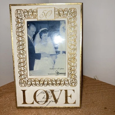 Marco de fotos 50 aniversario de boda 6” X 9” nuevo sin etiquetas. Gran regalo Foto 1 de 3