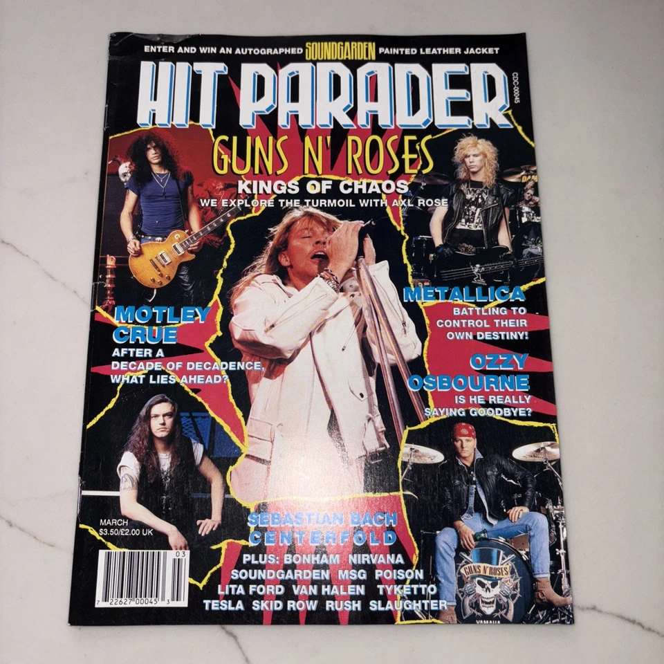 Hit Parader Magazine 1992 Guns N Roses Metallica Nirvana OZZY Sound Garden - Image 1 of 4
