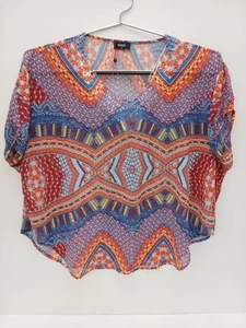 Womens size 22 Fine Mesh Bright Summer Top, Shaped Hem Relaxed Fit Elastic Cuffs - Picture 1 of 21