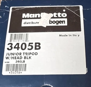 Manfrotto By Bogen 3405B Junior Tripod w/ Head Black NEW - Picture 1 of 12