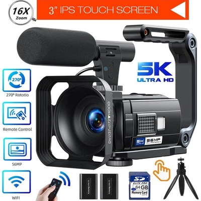 ✅Cámara de videocámara 5K cámara digital 56MP WiFi IR visión nocturna 16XZoom 64 GB Foto 1 de 4