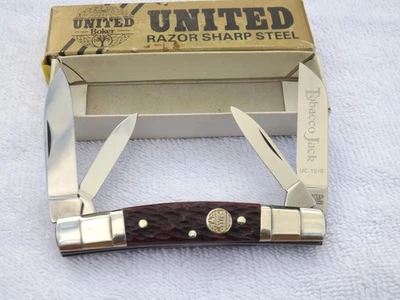VINTAGE BOKER UNITED  SOLINGEN GERMANY 4 BLADE CONGRESS RED BONE OLD BOX TOBACCO - Image 1 of 4
