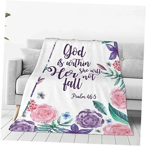 God is Within Her Blankets Bible Verse Blanket 50"x40" She Will Not Fall - Picture 1 of 8