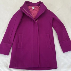 J.Crew Mantel Damengröße 2 lila italienisches Stadiontuch Wollmischung durchgehender Reißverschluss Strick - Bild 1 von 9