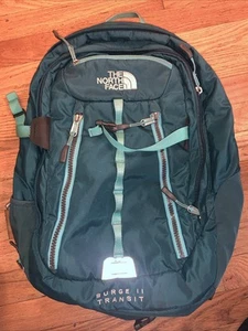 The North Face Backpack Surge II  Green Laptop Hiking School - Picture 1 of 6
