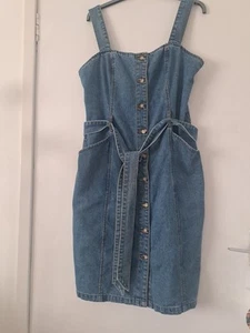 Ladies Denim Cotton Blue Dress Pinafore Size 14 Papaya Summer - Picture 1 of 8