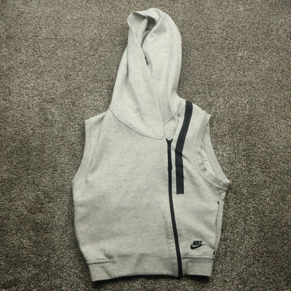 Nike Tech Fleece Sleeveless Hoodie Gray Full Zip Lightweight Vest Mens - Image 1 of 4