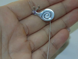 Hermoso prendedor de caracol de barra larga de plata esterlina 925 vintage Estate - Imagen 1 de 1