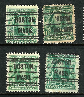 Sc #300 BOSTON MASS 1 INVERT Precancels Franklin 1 Cent 1894-01 Bureau US 16B53 - Image 1 of 3