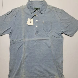 DUCK HEAD XL Blue Indigo Distress Faded Look Short Sleeve Men's Polo T-Shirt NWT - Picture 1 of 8
