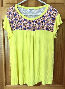 Haptics Holly Yellow Floral Top Size S Festival Hippie Retro 70s Disco Flutter - Picture 1 of 6