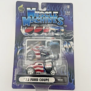 MÁQUINAS MUSCULARES ESTRELLAS Y RAYAS 1933 FORD CUPÉ 1:64 33 STREET ROD fundido a presión NUEVO - Imagen 1 de 11