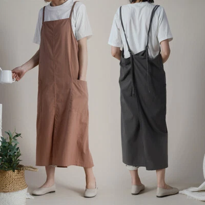 Cotton Linen Florist Aprons Bib Dress Pocket Kitchen Baking Chef Apron Garden - Image 1 of 4