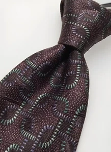 Ermenegildo Zegna Tie 4” Purple w/Silver Chain Link 100% Silk Italy Excl’t Cond - Picture 1 of 6