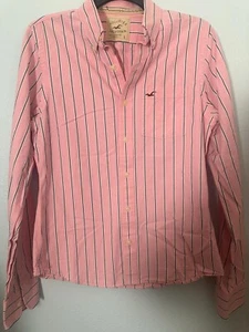 Camisa Hollister California Para Hombre Grande Rosa Abotonada Rayas Manga Larga - Imagen 1 de 8