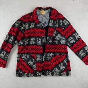 Giacca Traverse Bay Woolen Co uomo M rossa USA bottoni davanti manica lunga lana vintage - Foto 1 di 19
