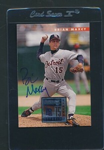 1996 Donruss #213 Brian Maxcy Tigers Signed Auto *D1443