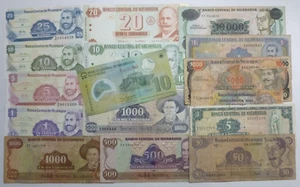 Nicaragua collection 16 different old Banknotes Used to Mint 1c-50,000 Cordobas - Picture 1 of 7
