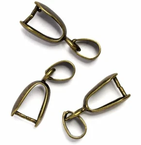 Cousin DIY 3pc Antique Gold Metal Pinch Bails - Picture 1 of 3