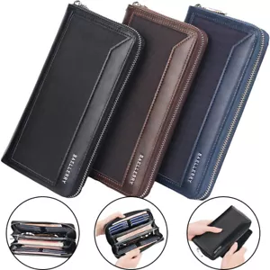 Fashion Leather Wallet Long Clutch Card Holder Purse Large Capacity Handbag Men - Picture 1 of 26